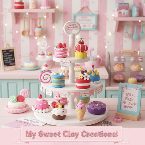 Air Dry Clay Kit for Kids, 12 Dessert Baking Modeling Clay for Kids, DIY Model Magic Clay with Tools and Tutorials, Soft&Non-Sticky, Safe&Non-Toxic Magic Clays,Creatible Art Crafts Toys Gifts in Saudi Arabia