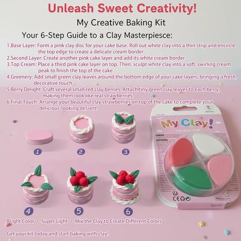 Air Dry Clay Kit for Kids, 12 Dessert Baking Modeling Clay for Kids, DIY Model Magic Clay with Tools and Tutorials, Soft&Non-Sticky, Safe&Non-Toxic Magic Clays,Creatible Art Crafts Toys Gifts in Saudi Arabia