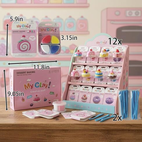 Air Dry Clay Kit for Kids, 12 Dessert Baking Modeling Clay for Kids, DIY Model Magic Clay with Tools and Tutorials, Soft&Non-Sticky, Safe&Non-Toxic Magic Clays,Creatible Art Crafts Toys Gifts in Saudi Arabia