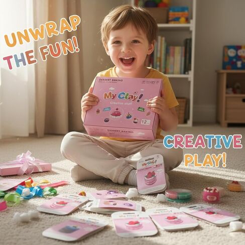 Air Dry Clay Kit for Kids, 12 Dessert Baking Modeling Clay for Kids, DIY Model Magic Clay with Tools and Tutorials, Soft&Non-Sticky, Safe&Non-Toxic Magic Clays,Creatible Art Crafts Toys Gifts in Saudi Arabia