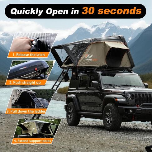 Bayati Naturnest Sirius 1 Hardshell Rooftop Tent, Clamshell Pop Up Car Roof Tent for 2-3 Person Camping, Waterproof UV-Resistant 4 Season Overland Tent for SUV, Truck, Jeep, Van, Trailer in Saudi Arabia