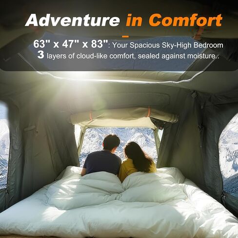 Bayati Naturnest Sirius 1 Hardshell Rooftop Tent, Clamshell Pop Up Car Roof Tent for 2-3 Person Camping, Waterproof UV-Resistant 4 Season Overland Tent for SUV, Truck, Jeep, Van, Trailer in Saudi Arabia