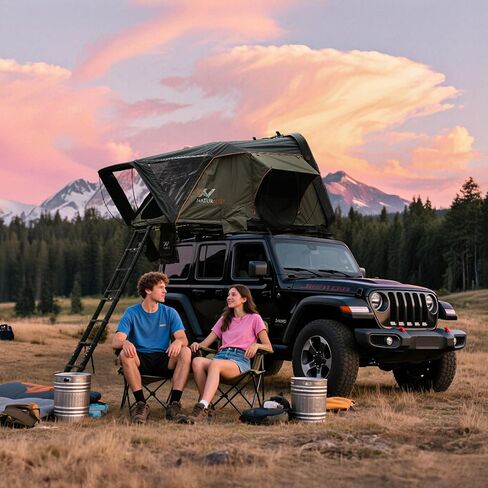 Bayati Naturnest Sirius 1 Hardshell Rooftop Tent, Clamshell Pop Up Car Roof Tent for 2-3 Person Camping, Waterproof UV-Resistant 4 Season Overland Tent for SUV, Truck, Jeep, Van, Trailer in Saudi Arabia