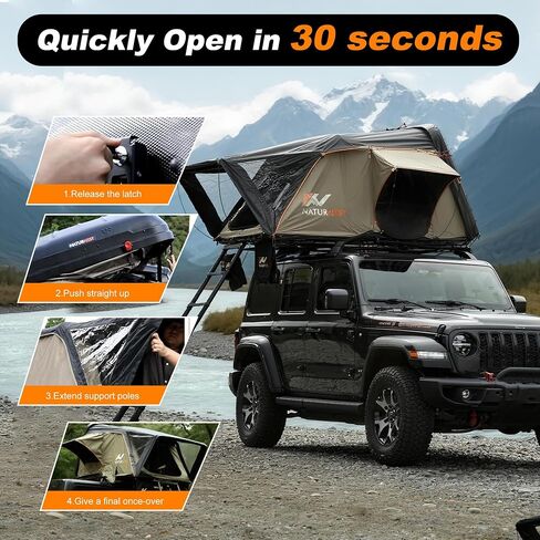 Bayati Naturnest Sirius 1 Hardshell Rooftop Tent, Clamshell Pop Up Car Roof Tent for 2-3 Person Camping, Waterproof UV-Resistant 4 Season Overland Tent for SUV, Truck, Jeep, Van, Trailer in Saudi Arabia