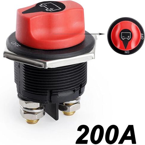 مفتاح فصل البطارية DC 32V، عازل قطع الطاقة، تصنيف 50A-300A، أحمر وأسود، حامل على طراز Rally للسيارة والدراجات النارية والشاحنات والقارب (100A غير قابل للإزالة) in Kuwait
