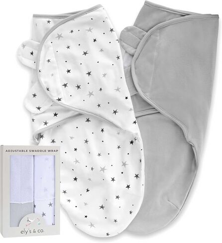 Ely's & Co. Adjustable Swaddles for Newborn, Baby Swaddles 0-3 Months, Swaddle Sack for Baby Girl/Boy, 2 Pack (Grey Star) in Saudi Arabia