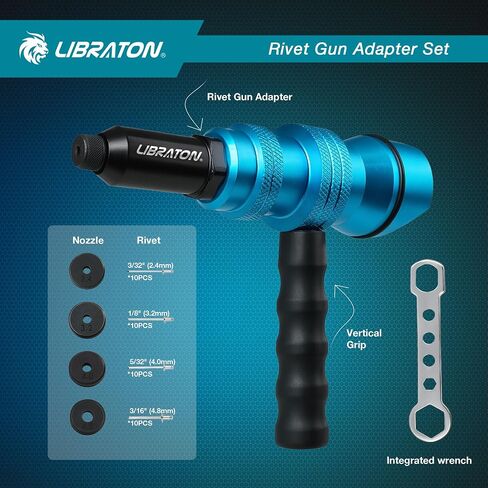 Libraton Prowt Pun Adapter ، محول مسدس البرشام للتدريبات الكهربائية ، مرفق الحفر البرشام ، لحفر الطاقة الكهربائية اللاسلكية ، مع مقبض ، معالجة سهلة للبرامج البوب ​​، 3/32 "1/8" 5/32 "3/16" in Kuwait
