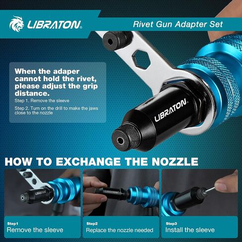 Libraton Prowt Pun Adapter ، محول مسدس البرشام للتدريبات الكهربائية ، مرفق الحفر البرشام ، لحفر الطاقة الكهربائية اللاسلكية ، مع مقبض ، معالجة سهلة للبرامج البوب ​​، 3/32 "1/8" 5/32 "3/16" in Kuwait