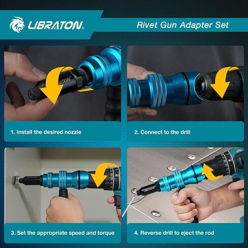 Libraton Prowt Pun Adapter ، محول مسدس البرشام للتدريبات الكهربائية ، مرفق الحفر البرشام ، لحفر الطاقة الكهربائية اللاسلكية ، مع مقبض ، معالجة سهلة للبرامج البوب ​​، 3/32 "1/8" 5/32 "3/16" in Kuwait