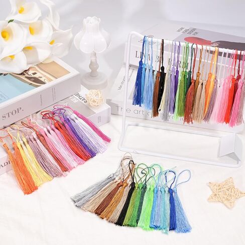 200pcs Bookmark Tassels Bulk 5 Inch Silky Soft Handmade Tassels for Crafts, DIY Jewelry Making, Gift Decorations, 40 Colors in Saudi Arabia