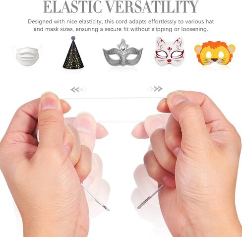 NUOBESTY Elastic Barbed Cord, 200pcs Elastic Cords with Metal Ends Round String Extender Strap Rope for Mask Stretch Loop Band Mask Lanyard for DIY Party Hats, Masks in Saudi Arabia