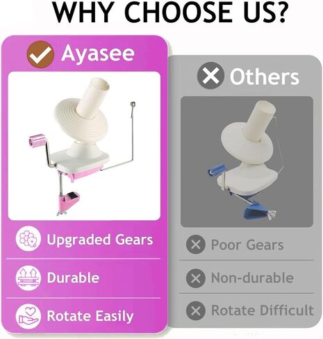 Ayasee Yarn Ball Winder, Yarn Winder for Crocheting Spinner Knitting Hand Operated Storage + 53 Pieces Stitch Knitting Needles + 1 Pieces Scissors (Pink) in Kuwait