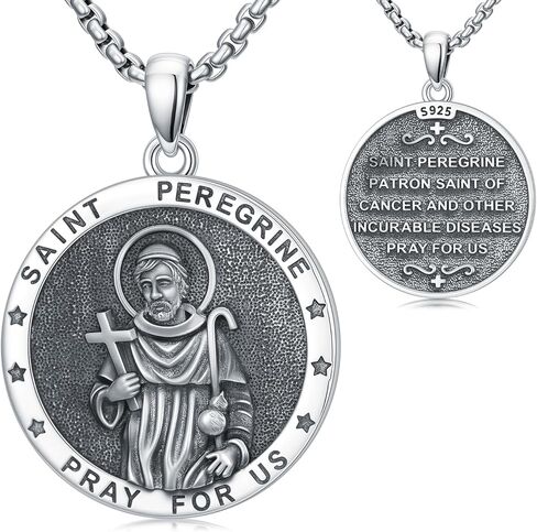 Seiyang Saint قلادة 925 فضة تميمة ميدالية مجوهرات للرجال والنساء مع سلسلة رولو 2.5 مم 22 بوصة + 2 بوصة (مع صندوق هدية) in Saudi Arabia