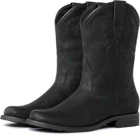 J's.O.L.E Men's Western Boots Round Toe Cowboy Boots للرجال مع التطريز الكلاسيكي على أحذية العمل الغربية in Saudi Arabia