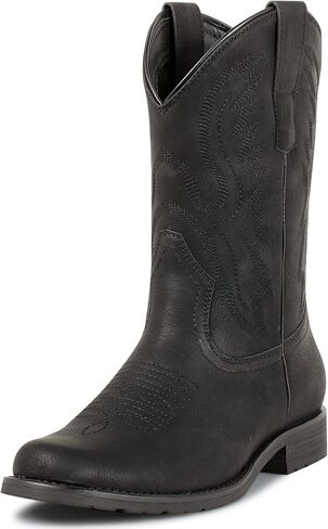 J's.O.L.E Men's Western Boots Round Toe Cowboy Boots للرجال مع التطريز الكلاسيكي على أحذية العمل الغربية in Saudi Arabia