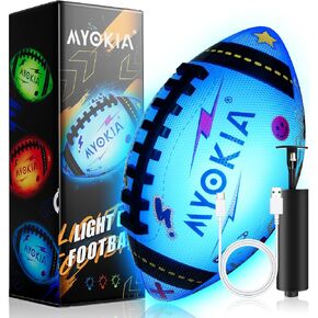 Light Up Football Birthday Gift for Kids & Teens 3-15+,RGB Rechargeable Glow in The Dark Ball with Pump & USB Cable, Tri-Color (Red, Green, Blue), Size 6, Outdoor Night Games in Saudi Arabia