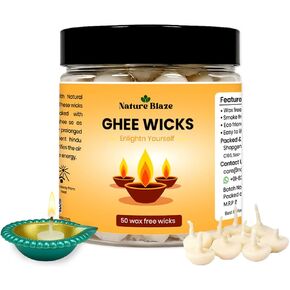 Billion Deals Pure Cow Ghee Lamp (Pack of 100 Pcs) Readymade Ghee Cotton Wicks | Arti Diya for Pooja | Ghee Wicks Batti | Easy Ghee Diya Wicks|Ghee Candles Cow Ghee Wicks |Ghee Jyoti Batti in Kuwait