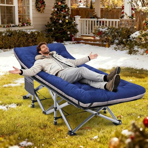 Fragess Camping Cot, Sleeping Cots, Portable Camping cots with Cushion, Pillow and Carry Bag, 1200D Double Layer Oxford, 600 LBS Weight Capacity Cots for Sleeping (Blue) in Kuwait