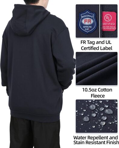 BOCOMAL FR Hoodies Pullover 10.5oz Cottoon Fleece Flame Resistant Hooded Sweatshirts in Saudi Arabia