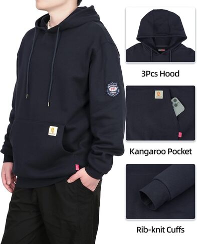 BOCOMAL FR Hoodies Pullover 10.5oz Cottoon Fleece Flame Resistant Hooded Sweatshirts in Saudi Arabia
