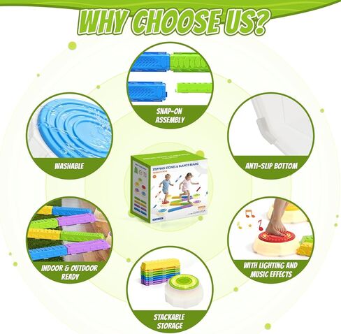 أحجار التوازن للأطفال، دورات العوائق، الألعاب الحسية للأطفال الصغار، أحجار القفز غير القابلة للانزلاق، ألعاب اللعب الداخلية والخارجية in Kuwait