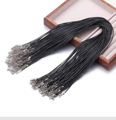 30 Pcs 9.45 Inch Black Bulk Leather Necklace Cords with Clasps, Black Adjustable DIY Jewelry Making Supplies in Saudi Arabia