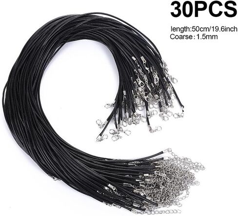 30 Pcs 9.45 Inch Black Bulk Leather Necklace Cords with Clasps, Black Adjustable DIY Jewelry Making Supplies in Saudi Arabia