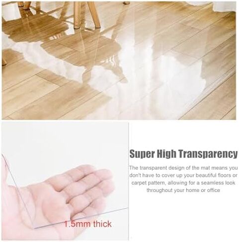 Transparent Waterproof Floor Mat - Non-Slip, Anti-Scratch PVC Chair & Table Protector - Flexible, Durable & Wipeable for Living Room, Kitchen & Office Use in Saudi Arabia