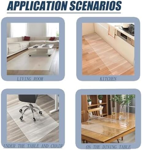 Transparent Waterproof Floor Mat - Non-Slip, Anti-Scratch PVC Chair & Table Protector - Flexible, Durable & Wipeable for Living Room, Kitchen & Office Use in Saudi Arabia