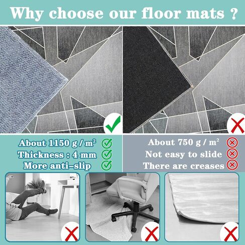 Gaming and Office Chair Mat for Hardwood Floors Non Slip Backing Floor Protectors 150 x 170 cm in Saudi Arabia