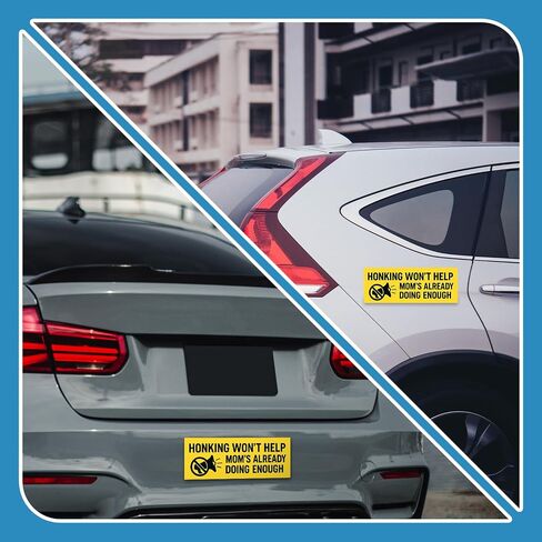 ملصق سيارة PosterJet Honking لن يساعد الأم على القيام بما يكفي من الملصقات مقاس 9 × 3 - مجموعة من قطعتين، ملصق سيارة من الفينيل الفاخر مقاوم للماء والخدش - سهل التقشير، بدون بقايا - مقطوع بشكل فردي مصنوع في الولايات المتحدة الأمريكية in Kuwait