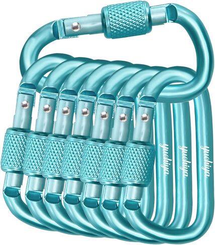 YUCHIYA 8 Pack D-Shape Carabiner Clasp with Screw Gate, 2.2 Inch Mini Keychain Clip Key Chain Buckle, Aluminum Alloy Keyrings Hook for Outdoor Hiking not for Climbing in Saudi Arabia
