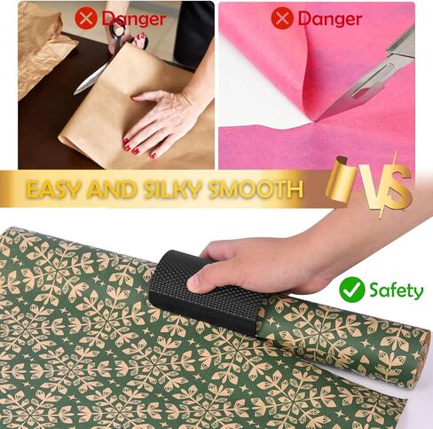 قطعتان من قطع ورق التغليف - تتضمن 4 شفرات قابلة للاستبدال لتغليف الهدايا بسهولة | تصميم فريد من نوعه منزلق سلس لأعياد الميلاد والكريسماس والعطلات in Saudi Arabia