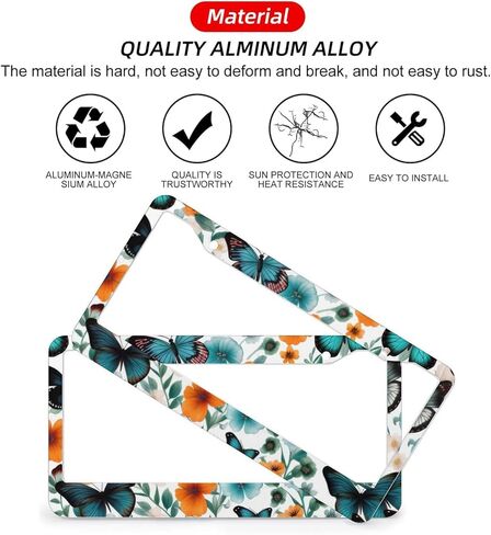 إطارات لوحة ترخيص أنيمي حاملي تغطية ، إطارات علامات السيارة ملحقات السيارة 2 حزمة 2 ثقب المعادن الألومنيوم لوحة التزيين الإطار 12.2 × 6.3 بوصة للنساء هدية الرجال in Kuwait