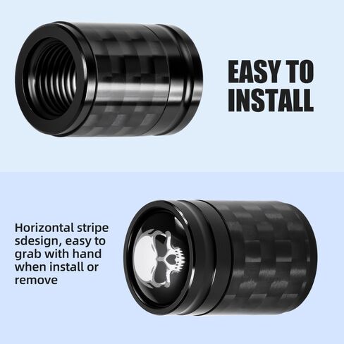 Tire Valve Stem Caps, 4-Piece Set, Genuine Carbon Fiber Custom Skull-Shaped Valve Caps, Corrosion-Resistant, Universal Fits Cars, Trucks, Motorcycles, SUVs, and Bicycles (Black) in Saudi Arabia