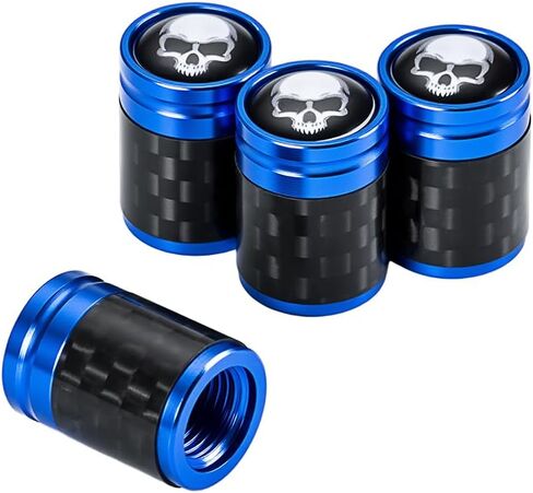 Tire Valve Stem Caps, 4-Piece Set, Genuine Carbon Fiber Custom Skull-Shaped Valve Caps, Corrosion-Resistant, Universal Fits Cars, Trucks, Motorcycles, SUVs, and Bicycles (Black) in Saudi Arabia