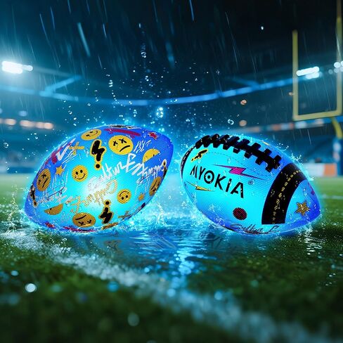 Light Up Football Birthday Gift for Kids & Teens 3-15+,RGB Rechargeable Glow in The Dark Ball with Pump & USB Cable, Tri-Color (Red, Green, Blue), Size 6, Outdoor Night Games in Saudi Arabia