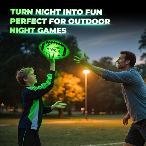 Light Up Football Birthday Gift for Kids & Teens 3-15+,RGB Rechargeable Glow in The Dark Ball with Pump & USB Cable, Tri-Color (Red, Green, Blue), Size 6, Outdoor Night Games in Saudi Arabia