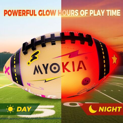 Light Up Football Birthday Gift for Kids & Teens 3-15+,RGB Rechargeable Glow in The Dark Ball with Pump & USB Cable, Tri-Color (Red, Green, Blue), Size 6, Outdoor Night Games in Saudi Arabia