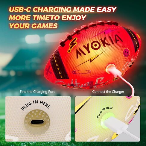 Light Up Football Birthday Gift for Kids & Teens 3-15+,RGB Rechargeable Glow in The Dark Ball with Pump & USB Cable, Tri-Color (Red, Green, Blue), Size 6, Outdoor Night Games in Saudi Arabia