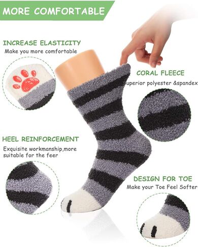 SATINIOR 3 أزواج من الجوارب ذات مخلب القطط، جوارب منفوشة للنوم، جوارب شتوية دافئة للنساء من ساتينيور in Kuwait