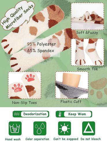 SATINIOR 3 أزواج من الجوارب ذات مخلب القطط، جوارب منفوشة للنوم، جوارب شتوية دافئة للنساء من ساتينيور in Kuwait