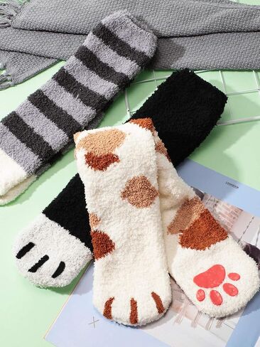 SATINIOR 3 أزواج من الجوارب ذات مخلب القطط، جوارب منفوشة للنوم، جوارب شتوية دافئة للنساء من ساتينيور in Kuwait