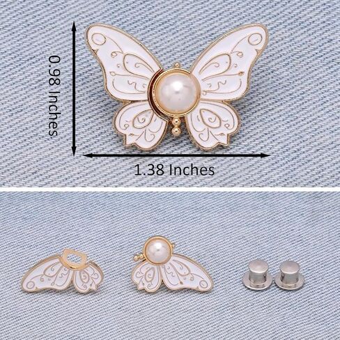 6 Pack Pant Waist Tightener, No-Sew Jeans Button Adjuster, Butterfly Design, Detachable Midsection, Metal Needle for Secure Fit, 3s Installation in Saudi Arabia