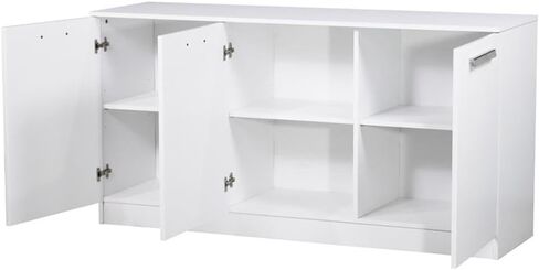Pemberly Row Contemporary Wood 3 Door Credenza File Cabinet in White in Saudi Arabia