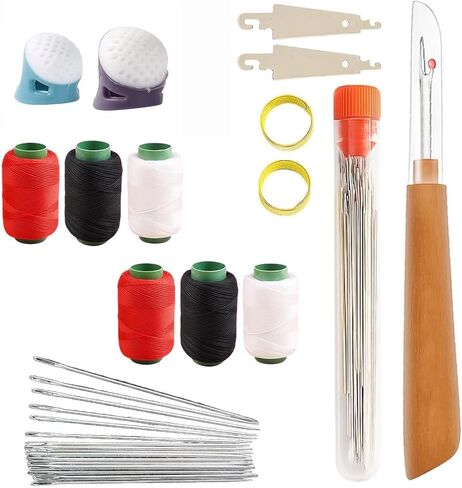 39PCS Hand Sewing Tool Kit, Big Eye Steel Needles with Thread, Seam Ripper, Metal & Silicone Thimbles, Needle Threaders – Portable DIY Hand Made Craft Set for Beginners & DIY Lovers in Saudi Arabia