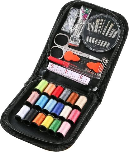 1pcs Portable Sewing Kit with Mixed Color Threads, Stainless Steel Scissors, Thimble, Safety Pins, Buttons, Needle Threaders, Seam Ripper, and Tape Measure Compact Travel Sewing Box for Repairs in Saudi Arabia