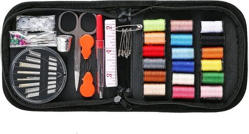 1pcs Portable Sewing Kit with Mixed Color Threads, Stainless Steel Scissors, Thimble, Safety Pins, Buttons, Needle Threaders, Seam Ripper, and Tape Measure Compact Travel Sewing Box for Repairs in Saudi Arabia