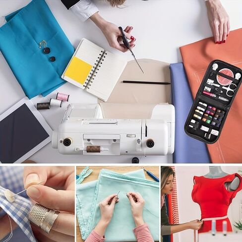 1pcs Portable Sewing Kit with Mixed Color Threads, Stainless Steel Scissors, Thimble, Safety Pins, Buttons, Needle Threaders, Seam Ripper, and Tape Measure Compact Travel Sewing Box for Repairs in Saudi Arabia