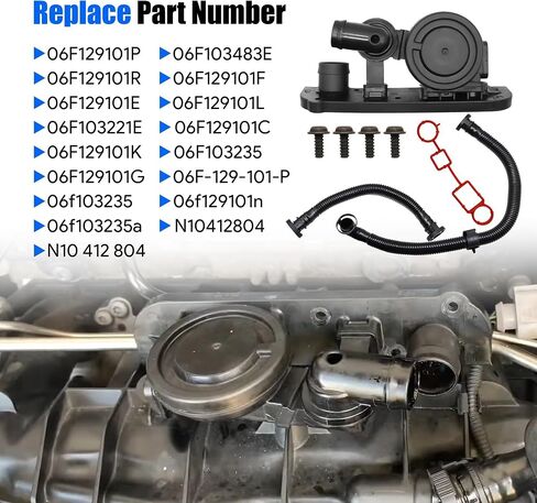 PCV Crankcase Vent Valve Breather Ventilation Hose Gaskets Kit Fit for VW Volkswagen Eos Jetta Passat GTI Rabbit for Audi TT A3 A4 Quattro 2.0T Replace # 06F129101P in Saudi Arabia